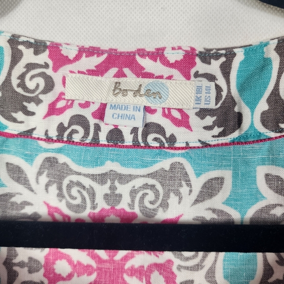 Boden 100% Linen Geometric Print Dress - Picture 4 of 5